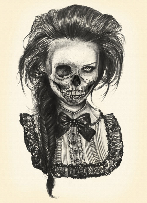 500x688 Drawing Skull Tumblr Uploaded - Girl Skull Drawing