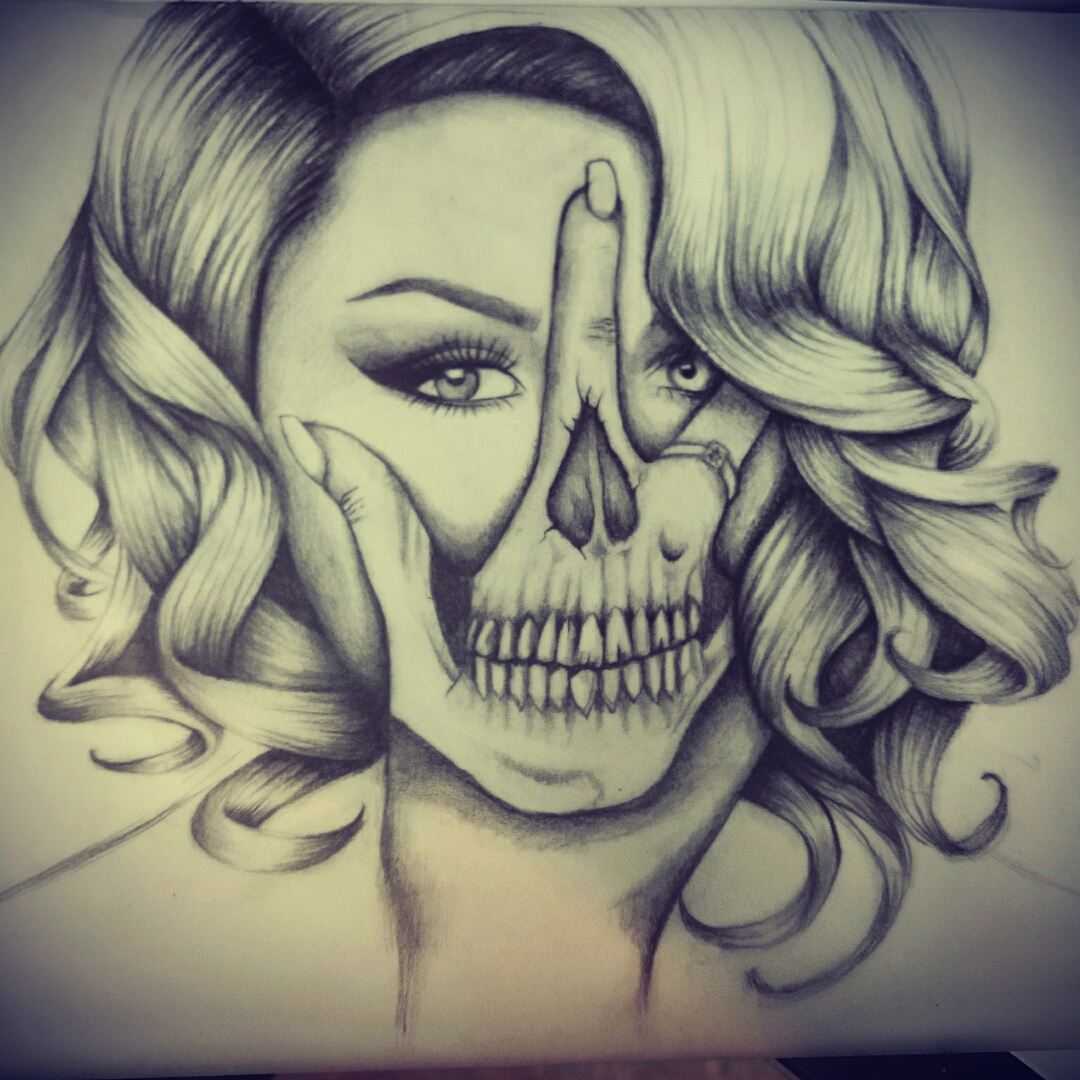 1080x1080 Liekeket Drawing I Made Of This Pretty Girl - Girl Skull Drawing
