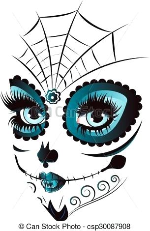 305x470 Dia De Los Muertos Skull Drawing Day Of Dead Girl Face Tannertaylor - Girl Skull Drawing