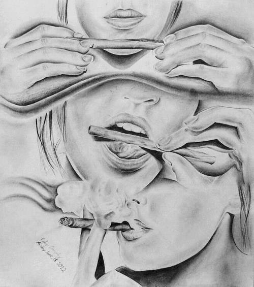 500x565 Smoke Weed, Girl Discovered - Girl Smoking Drawing