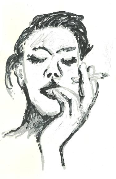 375x576 girl smoking drawing - Girl Smoking Drawing