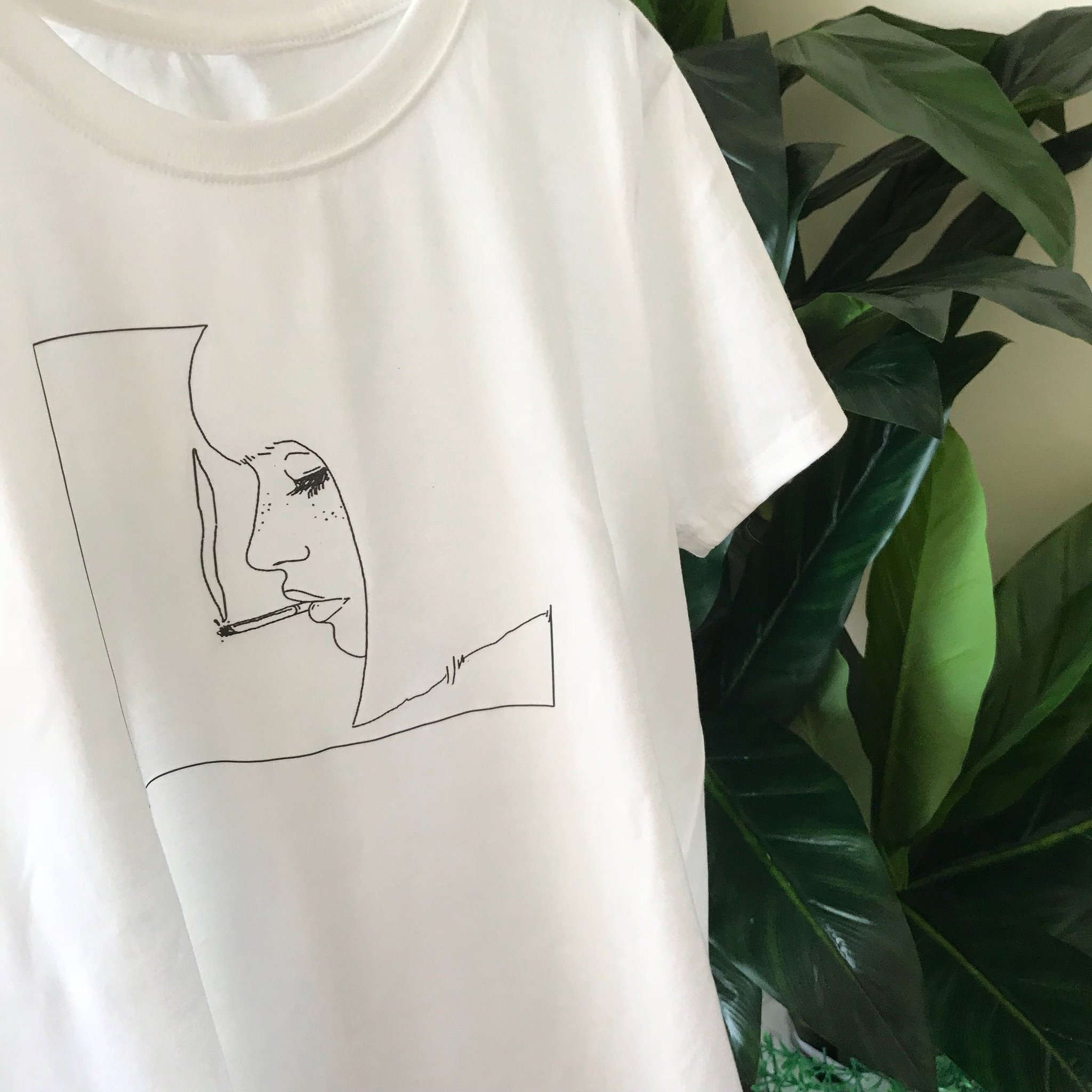 2048x2048 girl smoking cigarette lines drawing t shirt - Girl Smoking Drawing