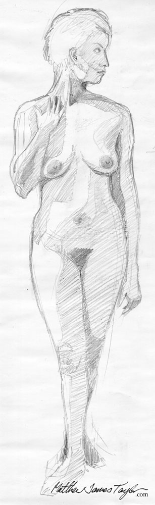 307x1000 Graphite Pencil Life Drawing Tricks - Girl Standing Drawing