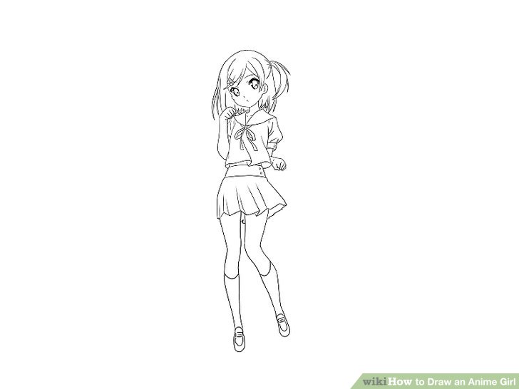 728x546 Ways To Draw An Anime Girl - Girl Standing Drawing