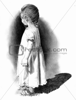 261x340 Image Pencil Drawing Of Small Girl Standing From Crestock - Girl Standing Drawing