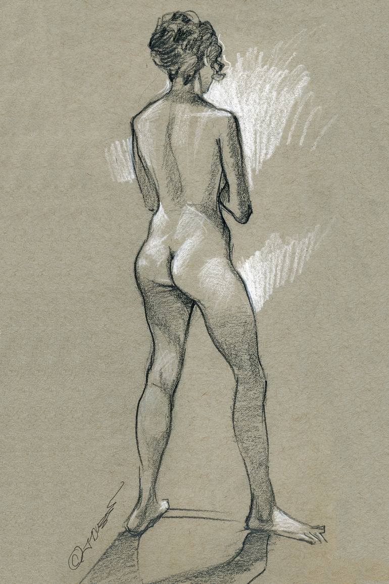 770x1155 Standing Back Drawing - Girl Standing Drawing