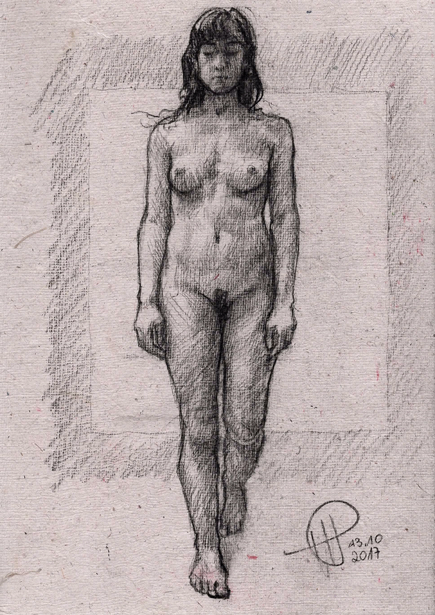 849x1200 Drawing Michal Powalka Art Portfolio - Girl Standing Drawing