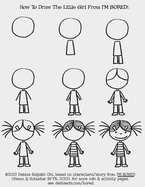 505x650 How To Draw The Little Girl From I'm Bored Drawing With Kids - Girl Step By Step Drawing
