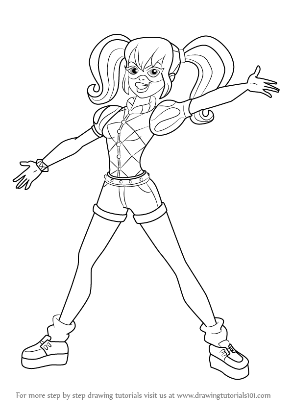 596x843 Learn How To Draw Harley Quinn From Dc Super Hero Girls - Girl Superhero Drawing