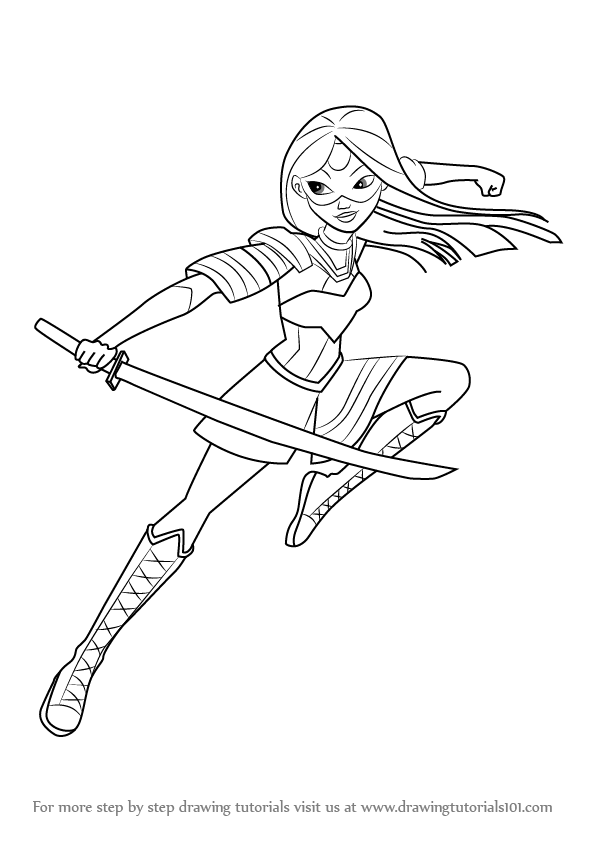 596x843 Learn How To Draw Katana From Dc Super Hero Girls - Girl Superhero Drawing