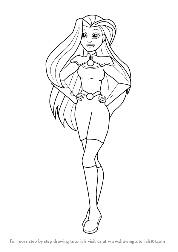 596x843 learn how to draw starfire from dc super hero girls - Girl Superhero Drawing