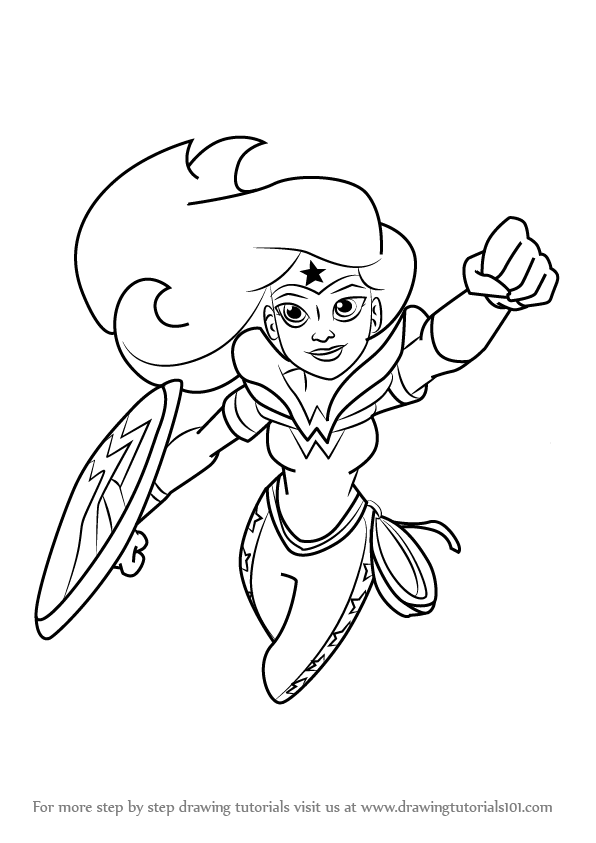 596x843 Learn How To Draw Wonder Woman From Dc Super Hero Girls - Girl Superhero Drawing