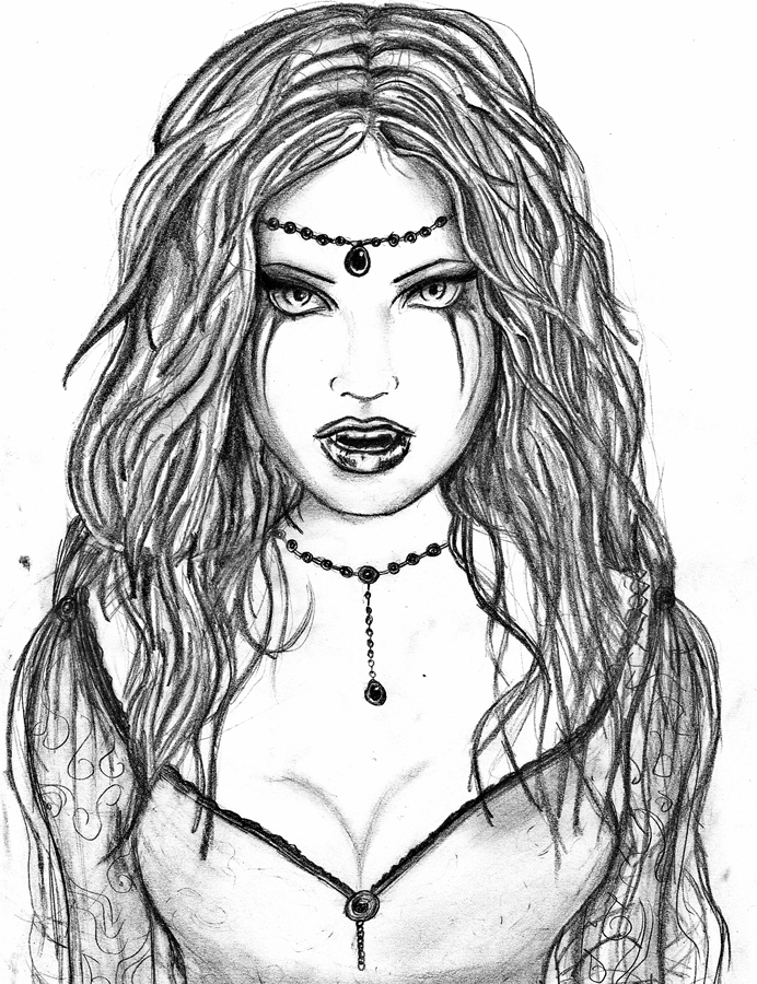 Lady Drawing Vampire. 