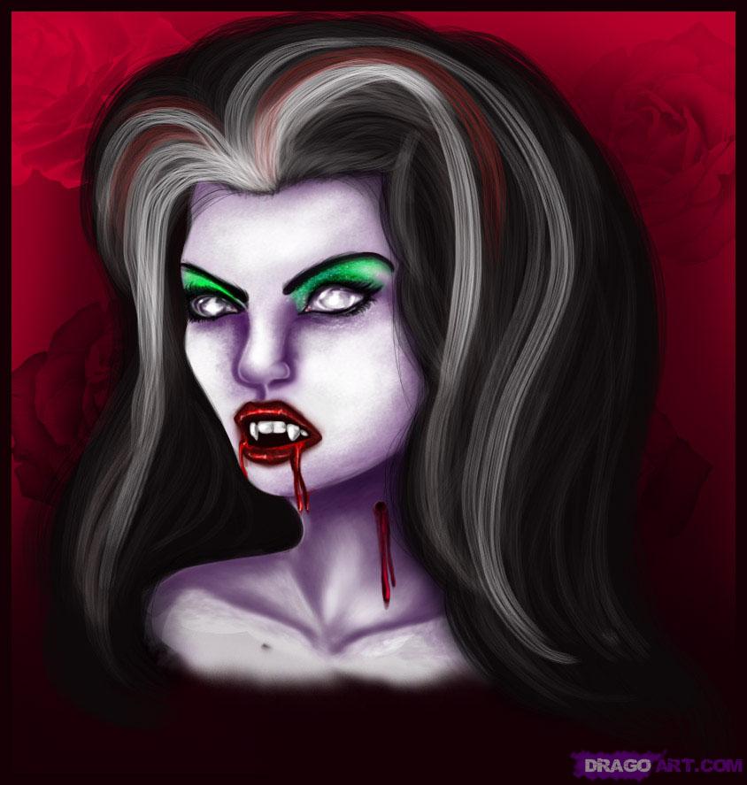 844x887 How To Draw A Vampire Girl, Step - Girl Vampire Drawing