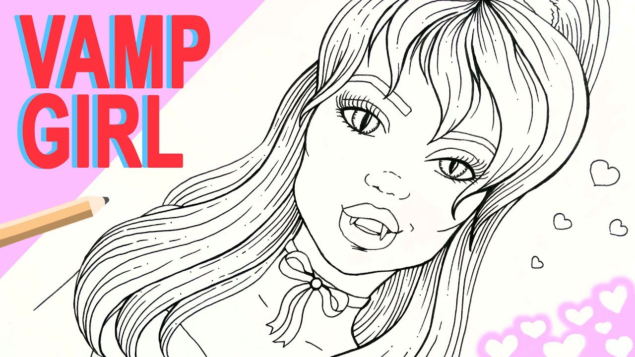 1280x720 Vampire Girl Drawing Sketching - Girl Vampire Drawing