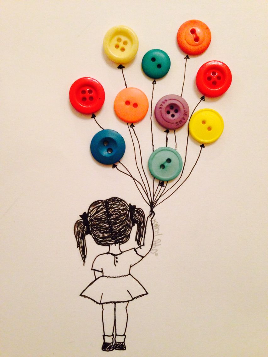 852x1136 Drawing Of A Little Girl Holding Balloons - Girl With Balloon Drawing