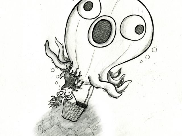 640x480 Drawn Little Girl Balloon Drawing - Girl With Balloon Drawing