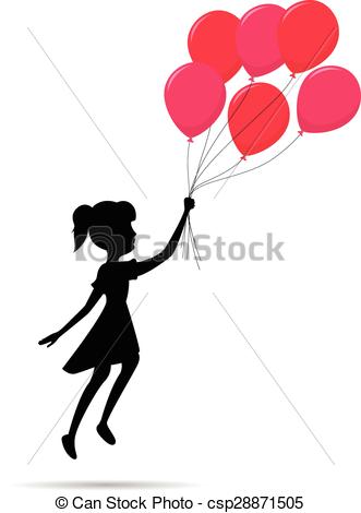331x470 Fly Girl Silhouette With Balloon Fly Girl Silhouette With Red - Girl With Balloon Drawing