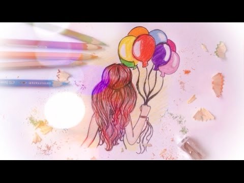 480x360 How To Draw A Girl Holding A Balloon - Girl With Balloon Drawing