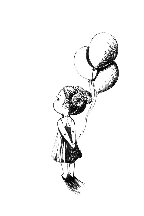 600x900 Easy Girly Paintings Canvas Girl With Balloons Doodle Doodle - Girl With Balloon Drawing