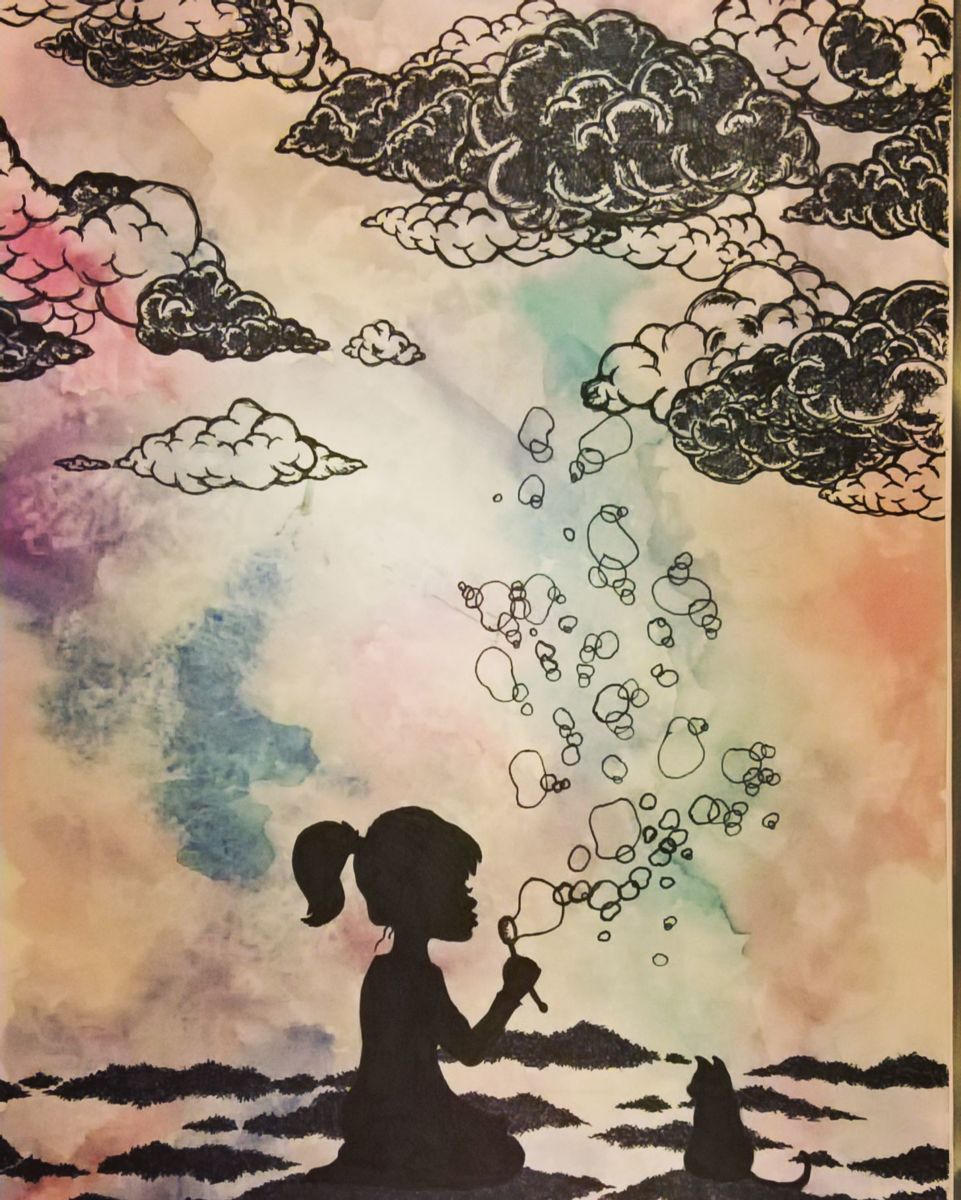 961x1200 Girl And Her Cat Drawing - Girl With Cat Drawing