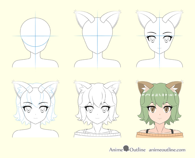 675x548 How To Draw Anime Cat Girl Ears Step - Girl With Cat Drawing