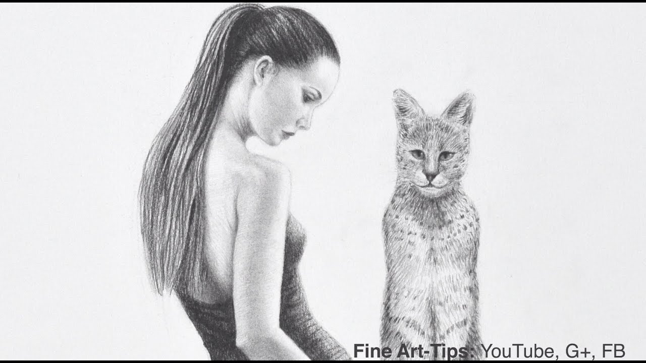 1280x720 How To Draw A Serval Woman - Girl With Cat Drawing