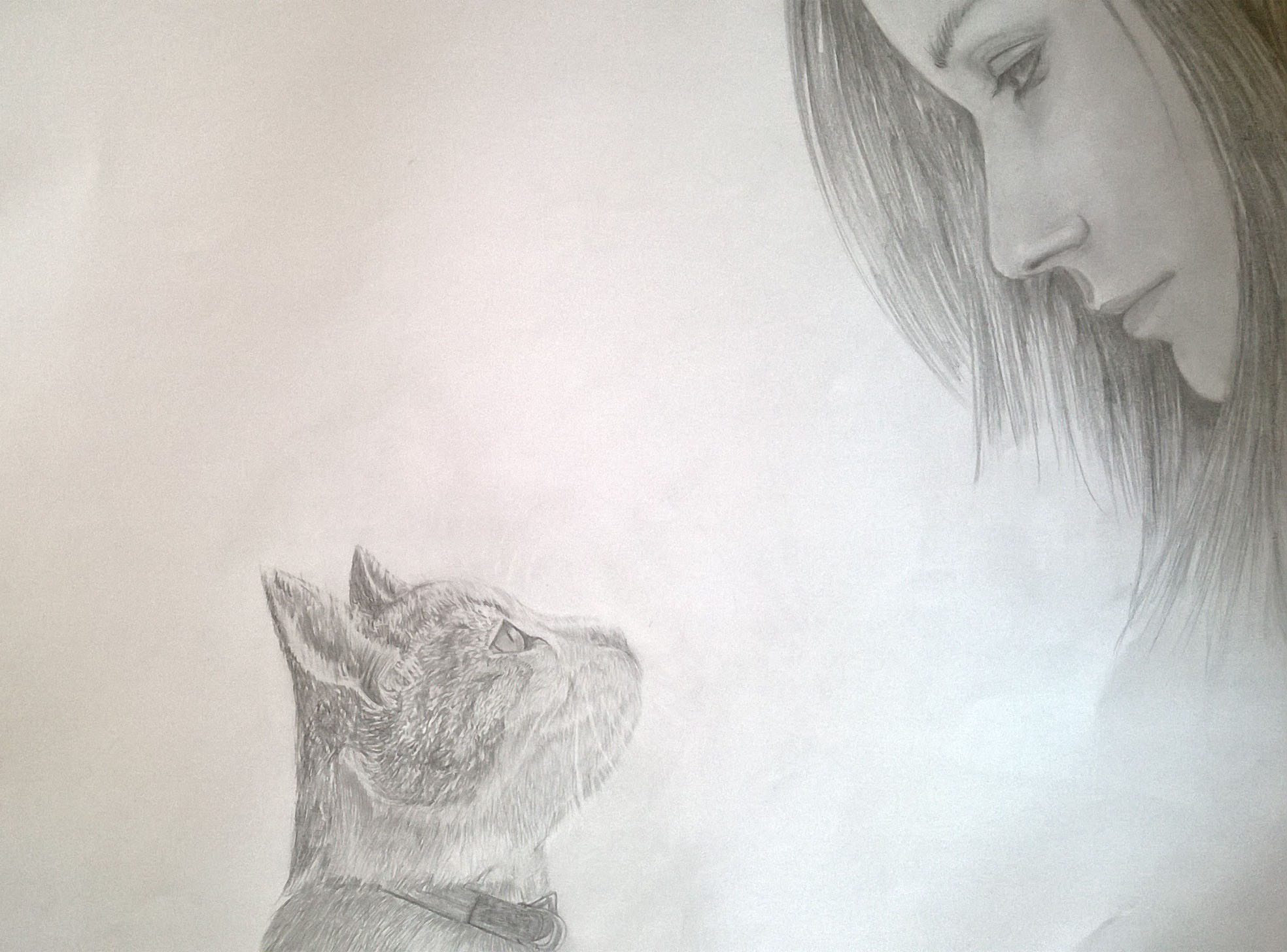 1968x1456 Woman With Cat Drawing Sabayi The Artist - Girl With Cat Drawing