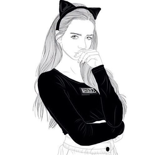 500x495 Girl With Cat Ears Art - Girl With Cat Drawing