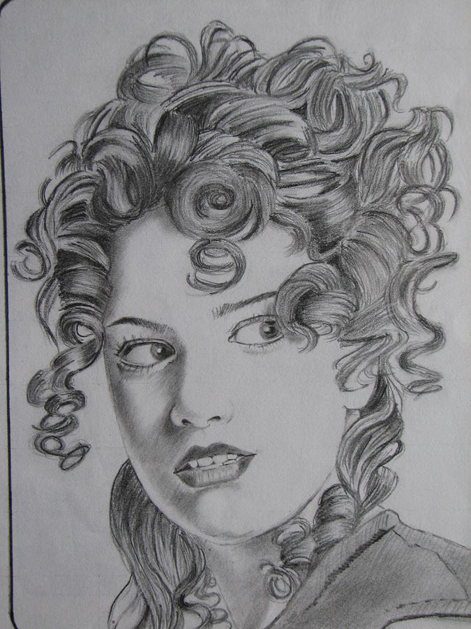 675x900 curly hair girl drawing - Girl With Curly Hair Drawing