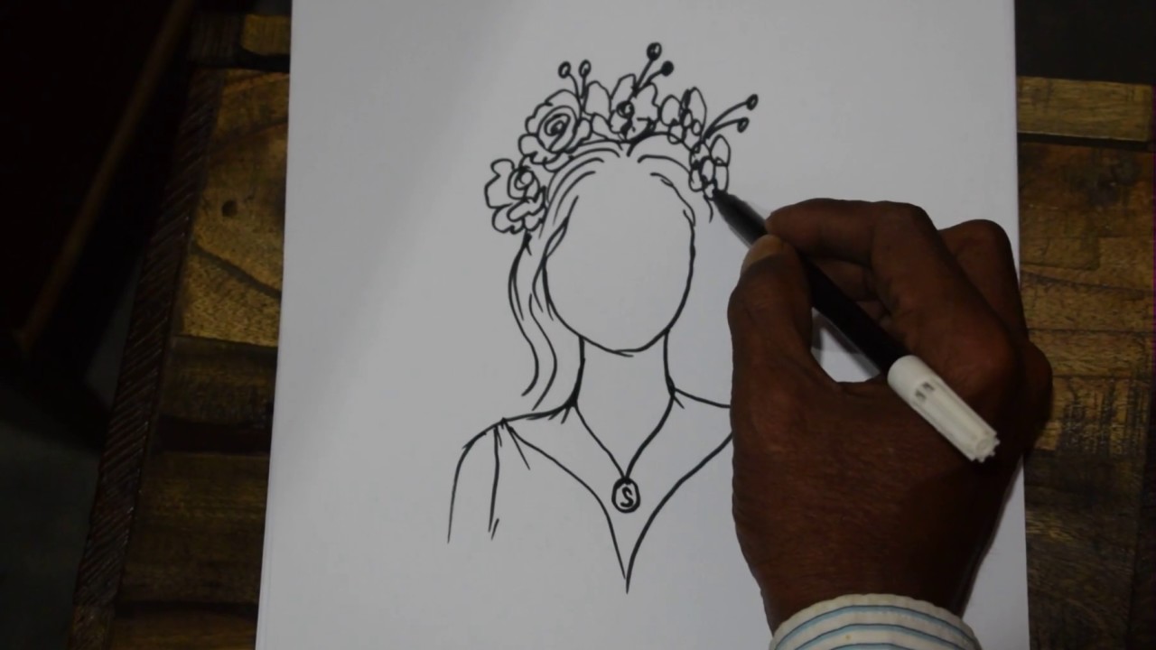 1280x720 How To Draw Flower Girl - Girl With Flower Drawing