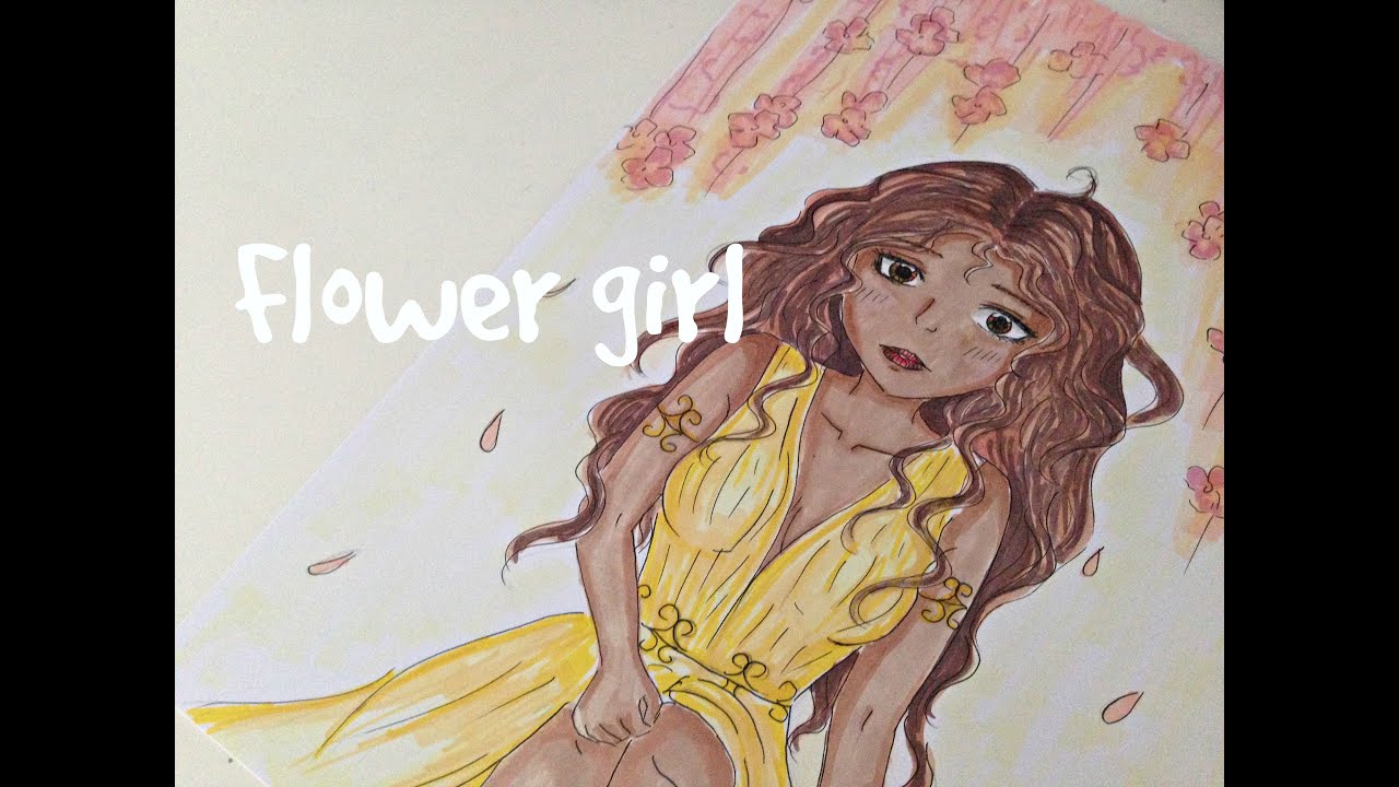 1280x720 Drawing A Flower Girl - Girl With Flower Drawing