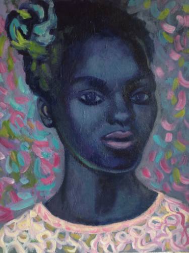 375x502 Girl With Flower In Her Hair Painting - Girl With Flowers In Her Hair Drawing