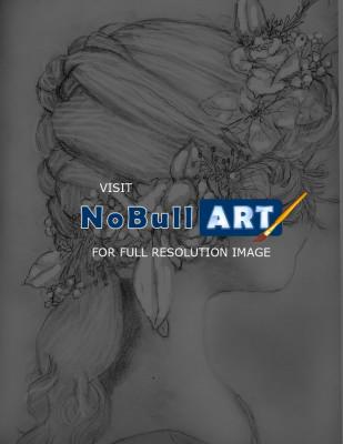 309x400 sue lamarr kramer - Girl With Flowers In Her Hair Drawing