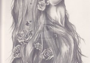 300x210 Drawing Of Girls With Flower Drawing Tutorial How To Draw A Girl - Girl With Flowers In Her Hair Drawing