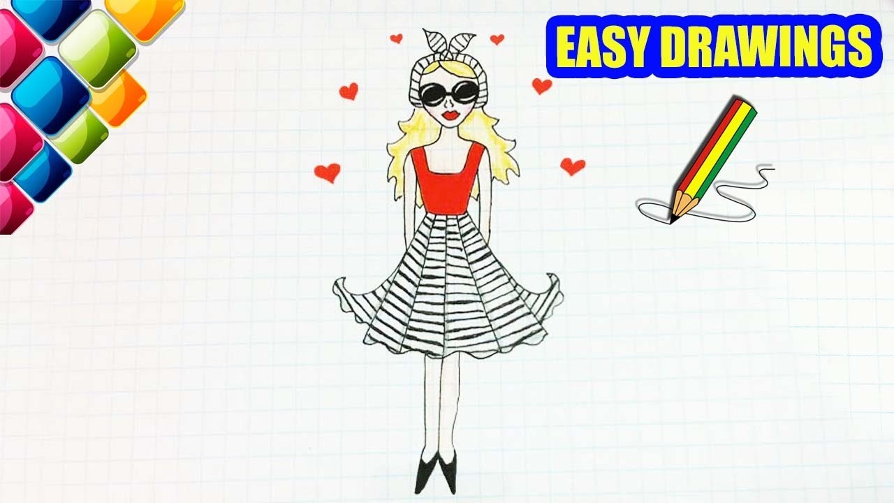 1280x720 Easy Drawings - Girl With Glasses Drawing Easy