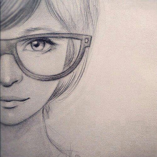 500x500 Nice Drawing Artdrawingspaintings Art, Drawings, Art Sketches - Girl With Glasses Drawing Easy