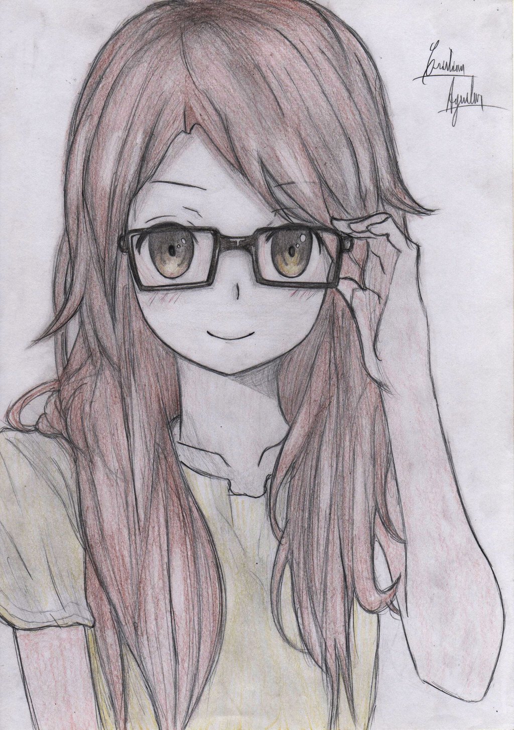 Girl With Glasses Drawing Easy At Paintingvalleycom