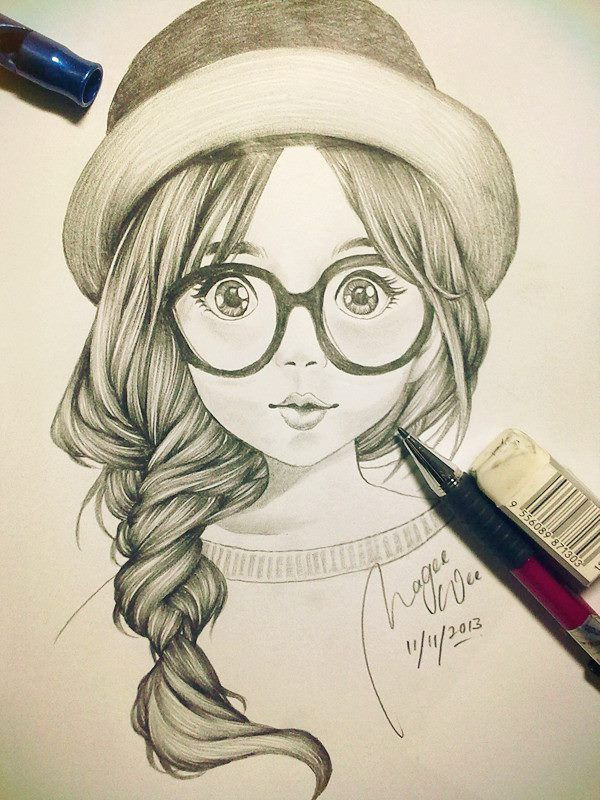 Girl With Glasses Drawing Easy At Paintingvalleycom