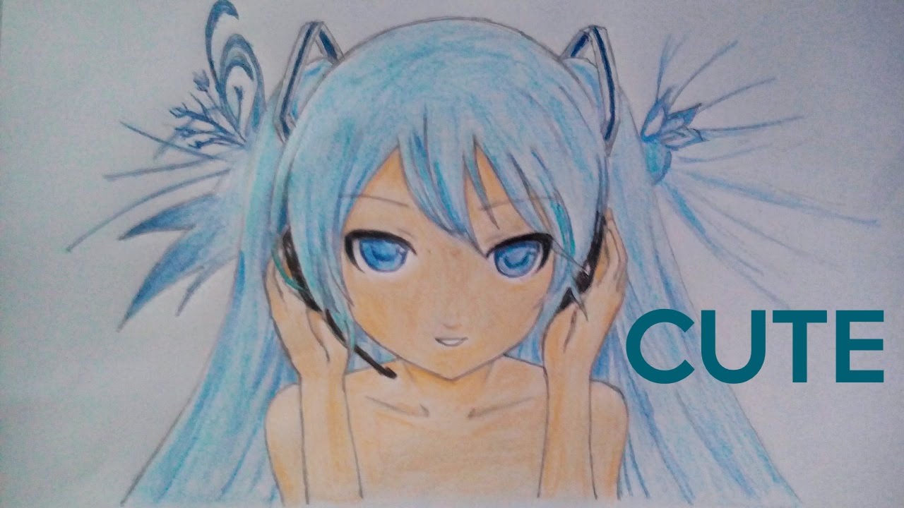1280x720 drawing a cute girl with headphone - Girl With Headphones Drawing
