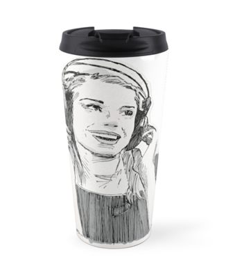 326x400 Drawing Of A Girl Wearing Headphones Travel Mugs - Girl With Headphones Drawing
