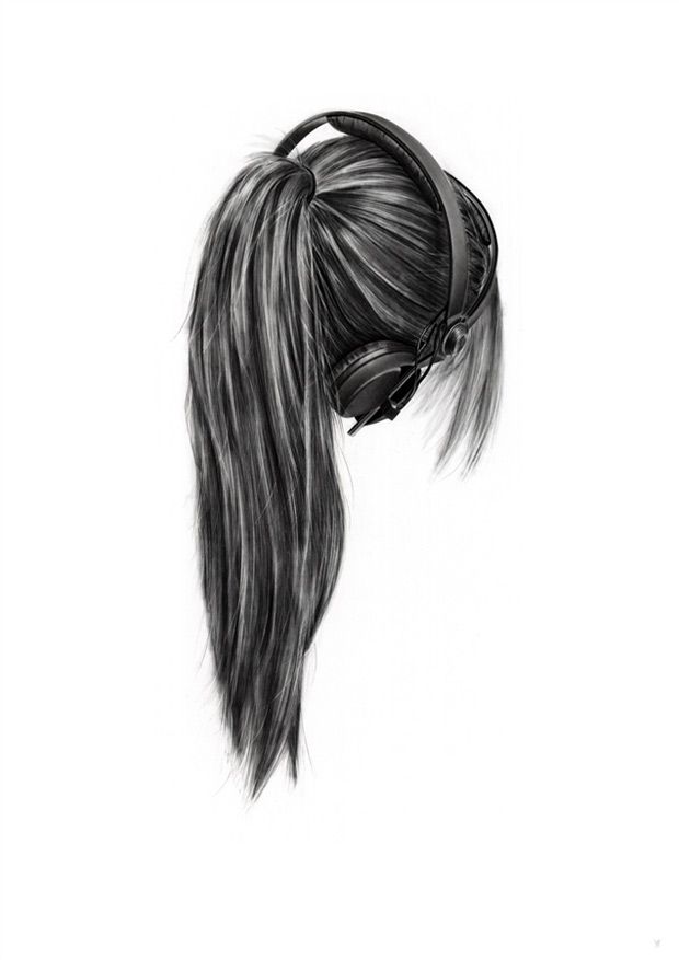 620x877 Girls With Headphones Drawingsart Drawings, Girl - Girl With Headphones Drawing