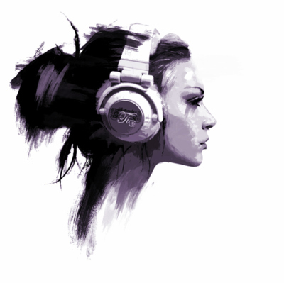 400x399 Cool, Drawing, Girl, Headphones, Love, Music - Girl With Headphones Drawing