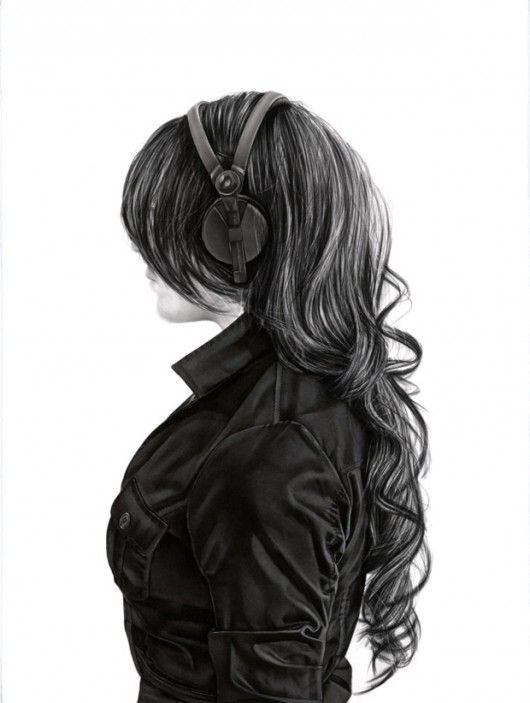 530x703 Drawings Of Girl With Headphones - Girl With Headphones Drawing