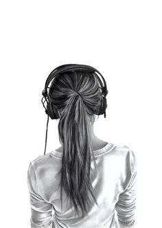 236x332 Auriculares Dibujos De Chicas In Art, Drawings, Music - Girl With Headphones Drawing