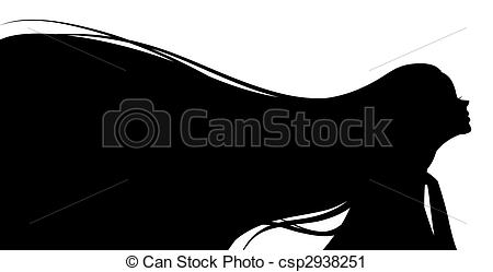 450x249 Girl Silhouette With Long Hair Drawing Of Female Silhouette - Girl With Long Hair Drawing