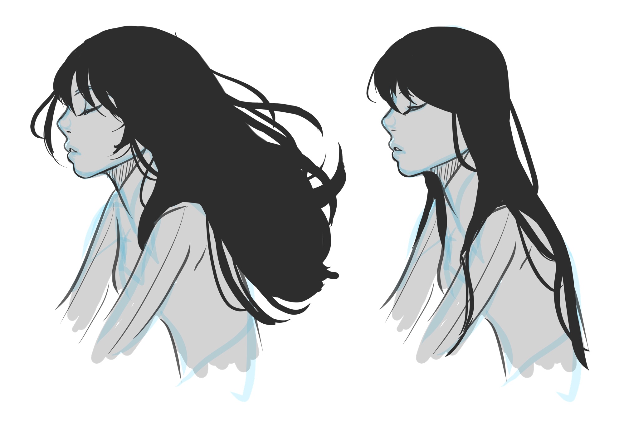 2000x1352 How To Draw Hair Step - Girl With Long Hair Drawing