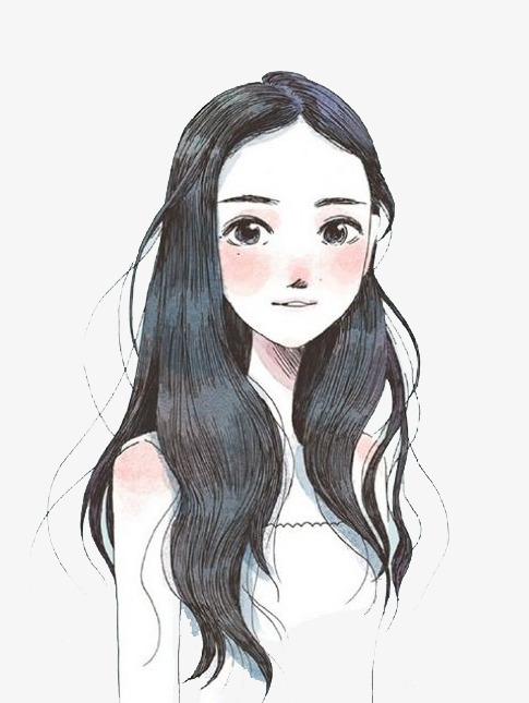 485x645 Watercolor Girl, Watercolor Clipart, Girl, Long Hair Png Image - Girl With Long Hair Drawing