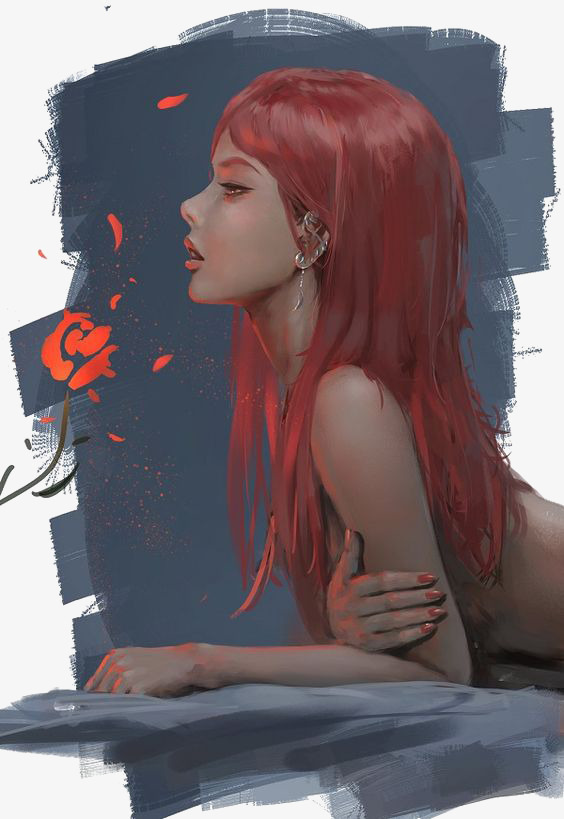 564x819 Hand Painted Girls, Red Haired, Illustration, Drawing Png Image - Girl With Red Hair Drawing