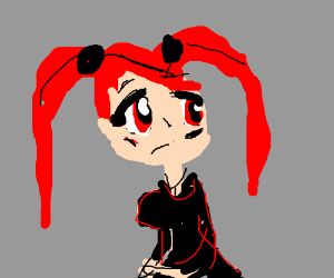 300x250 anime gothic girl red hair w pigtails drawing - Girl With Red Hair Drawing
